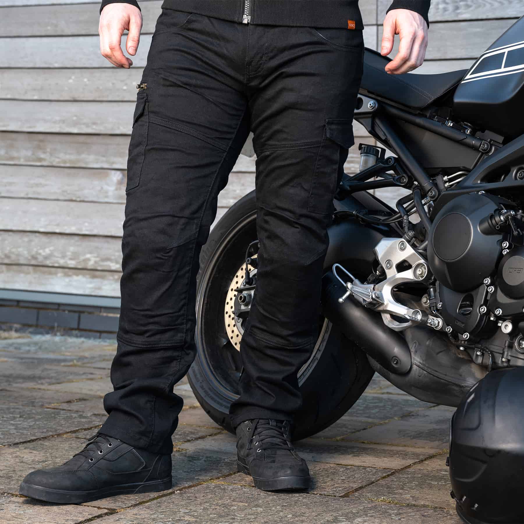 Men's Distressed Slim Fit Biker Pants with Pocket