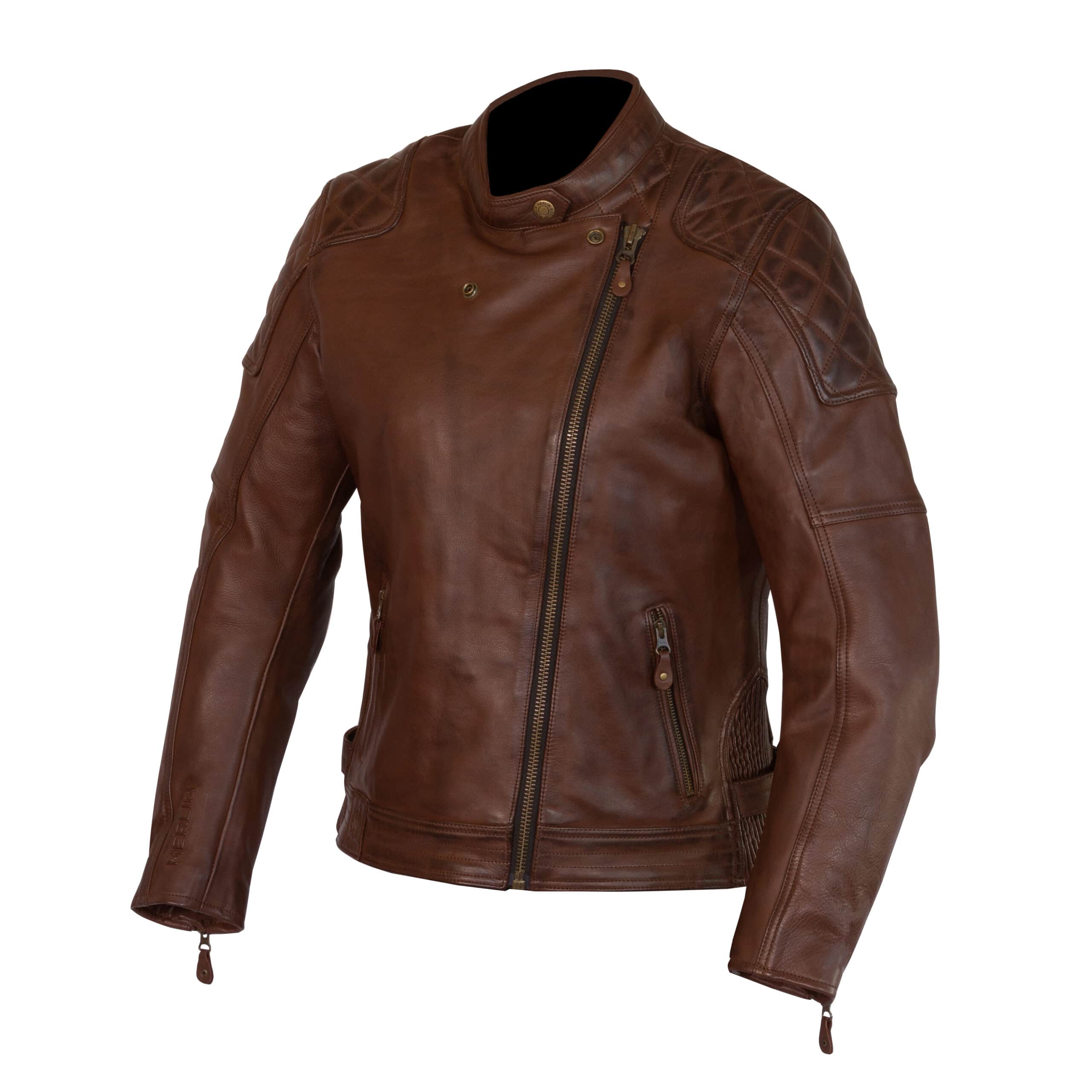 Womens Biker Motorcycle Vintage Distressed Brown Real Leather Jacket